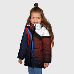 Куртка зимняя для девочки Синие, красные и белые разводы, цвет: 3D-черный — фото 2