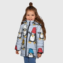 Куртка зимняя для девочки Смешные пингвины, цвет: 3D-красный — фото 2