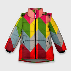 Зимняя куртка для девочки Разноцветный ромбический абстрактный паттерн