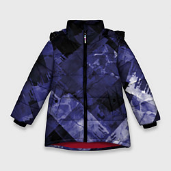 Куртка зимняя для девочки Синие, чёрные и белые полоски, цвет: 3D-красный