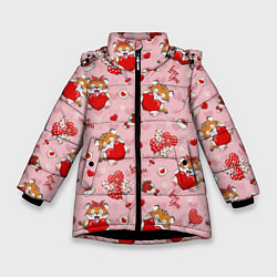 Куртка зимняя для девочки Влюбленные тигрята, цвет: 3D-черный