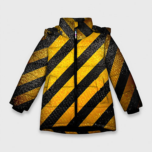 Зимняя куртка для девочки Черно-желтая опасность / 3D-Черный – фото 1