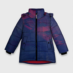 Куртка зимняя для девочки Абстрактный прозрачный стеклянный фиолетовый патте, цвет: 3D-красный