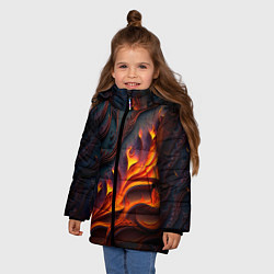 Куртка зимняя для девочки Огненный орнамент с языками пламени, цвет: 3D-черный — фото 2