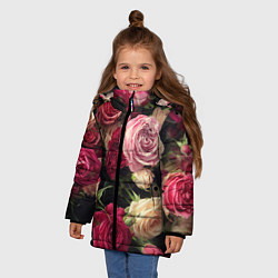 Куртка зимняя для девочки Нежные кустовые розы, цвет: 3D-светло-серый — фото 2