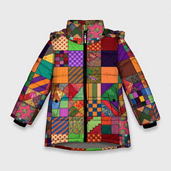 Зимняя куртка для девочки Разноцветные лоскуты от нейросети