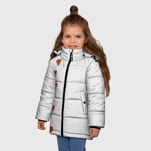 Зимняя куртка для девочки Дорожка разбитых сердец - светлый / 3D-Красный – фото 3
