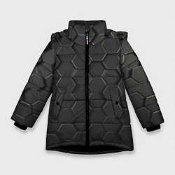 Зимняя куртка для девочки Abstraction hexagon grey