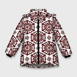 Куртка зимняя для девочки Ромб и орнамент, цвет: 3D-светло-серый
