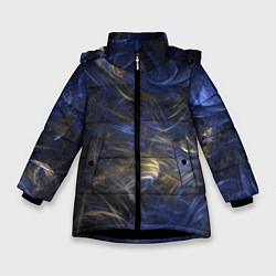 Куртка зимняя для девочки Синяя абстракция, цвет: 3D-черный