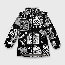 Зимняя куртка для девочки Знаки племени Майя