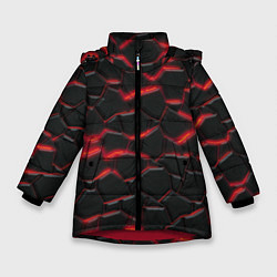 Куртка зимняя для девочки Красный неон и плиты, цвет: 3D-красный