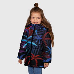 Куртка зимняя для девочки Листья пальмы, цвет: 3D-красный — фото 2
