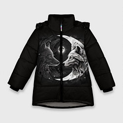 Зимняя куртка для девочки Волки инь-янь луна