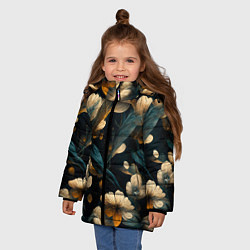 Куртка зимняя для девочки Узор цветочный паттерн, цвет: 3D-черный — фото 2