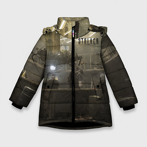 Зимняя куртка для девочки STALKER Одиночка и бармен / 3D-Черный – фото 1