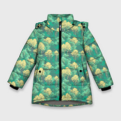 Зимняя куртка для девочки Камуфляж деревья двуцветный