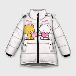 Куртка зимняя для девочки Мишки с сердечками, цвет: 3D-светло-серый