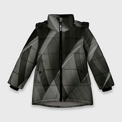 Куртка зимняя для девочки Абстрактные серые острые металлические листы, цвет: 3D-светло-серый