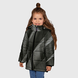 Куртка зимняя для девочки Абстрактные серые острые металлические листы, цвет: 3D-светло-серый — фото 2