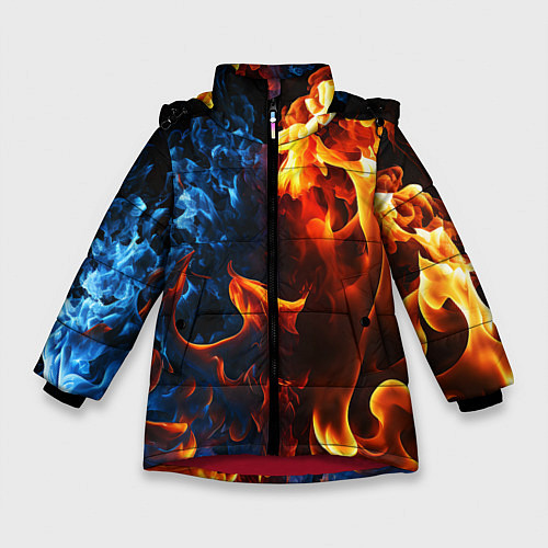 Зимняя куртка для девочки Битва огней - два пламени / 3D-Красный – фото 1