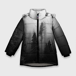 Куртка зимняя для девочки Красивый лес и туман, цвет: 3D-светло-серый