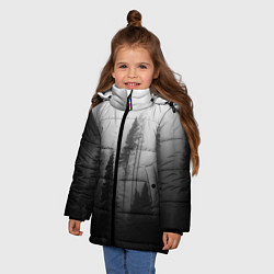 Куртка зимняя для девочки Красивый лес и туман, цвет: 3D-светло-серый — фото 2