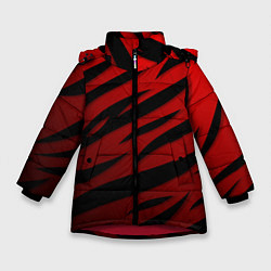 Куртка зимняя для девочки Красный градиент - языки пламени, цвет: 3D-красный