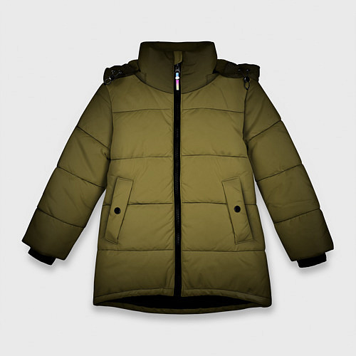 Зимняя куртка для девочки Градиент хаки / 3D-Черный – фото 1
