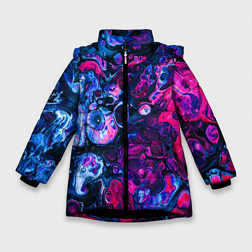 Зимняя куртка для девочки Сине-малиновая горная порода / 3D-Черный – фото 1