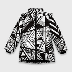 Куртка зимняя для девочки Геометрический орнамент, цвет: 3D-черный