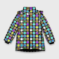 Зимняя куртка для девочки Геометрический узор в клетку разноцветный