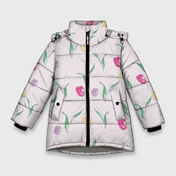 Зимняя куртка для девочки Цветут тюльпаны