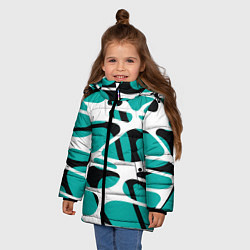 Куртка зимняя для девочки Абстрактный узор из сетчатых прожилок, цвет: 3D-черный — фото 2