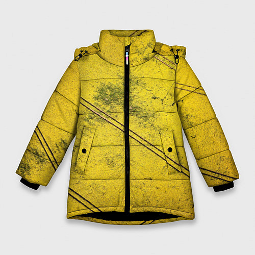 Зимняя куртка для девочки Абстрактная ярко-золотая текстура / 3D-Черный – фото 1