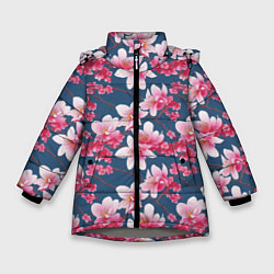Зимняя куртка для девочки Паттерн сакура