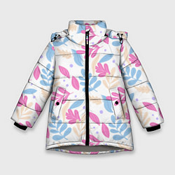 Зимняя куртка для девочки Принт из листьев