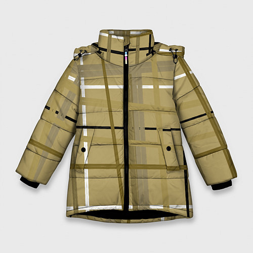 Зимняя куртка для девочки Светлый квадрат / 3D-Черный – фото 1