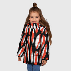 Куртка зимняя для девочки Красные и черные сетчатые прожилки, цвет: 3D-черный — фото 2