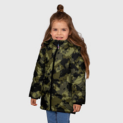 Куртка зимняя для девочки Тропический камуфляж, цвет: 3D-черный — фото 2