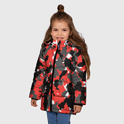 Куртка зимняя для девочки Красно-черный камуфляж, цвет: 3D-светло-серый — фото 2