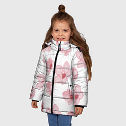 Куртка зимняя для девочки Цветение сакуры, цвет: 3D-светло-серый — фото 2