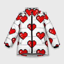 Зимняя куртка для девочки Сердца в стиле пиксель-арт