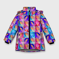 Куртка зимняя для девочки Клетчатый узор с девушками, цвет: 3D-светло-серый