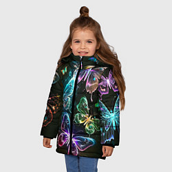 Куртка зимняя для девочки Неоновые дикие бабочки, цвет: 3D-красный — фото 2