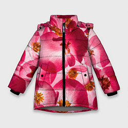 Зимняя куртка для девочки Цветы бегония текстура