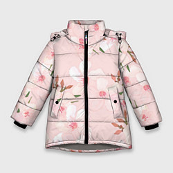 Куртка зимняя для девочки Нежные лепестки, цвет: 3D-светло-серый