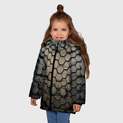 Куртка зимняя для девочки Сталь и соты, цвет: 3D-светло-серый — фото 2