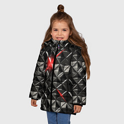 Куртка зимняя для девочки Металлические плитки, цвет: 3D-черный — фото 2