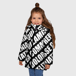 Куртка зимняя для девочки Крупный рубленый текст Lorem Ipsum каллиграфия на, цвет: 3D-черный — фото 2